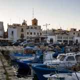 Nonostante la crisi della pesca Mola continua a �resistere� ed � tra le poche cittadine costiere del barese a poter ancora contare su una cospicua flotta. Pescherecci che sono quasi tutti di colore bianco e blu...